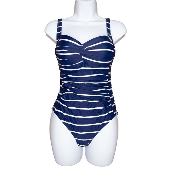 NipTuck Portofino Stripe Navy White One
Piece Swimsuit Multi-fit Cup 12 - Picture 1 of 8